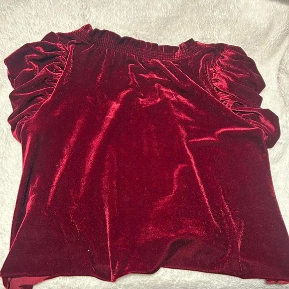 Free People Red Velvet Blouse Whimsy Goth Size Medium - Picture 7 of 7